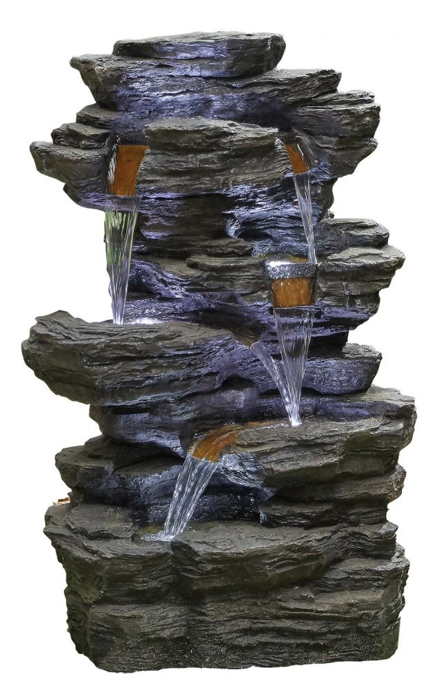 Kelkay Self Contained Water Feature Hinoki Springs with LED lights