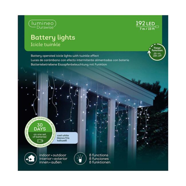 LUMINEO DURAWISE 192 LED ICICLE STRING COOL WHITE - Image 2