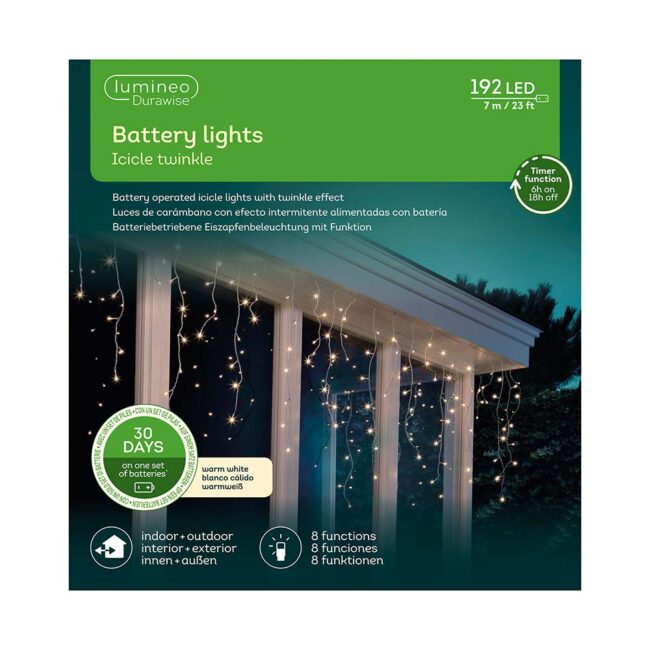LUMINEO DURAWISE 192 LED ICICLE STRING WARM WHITE - Image 2