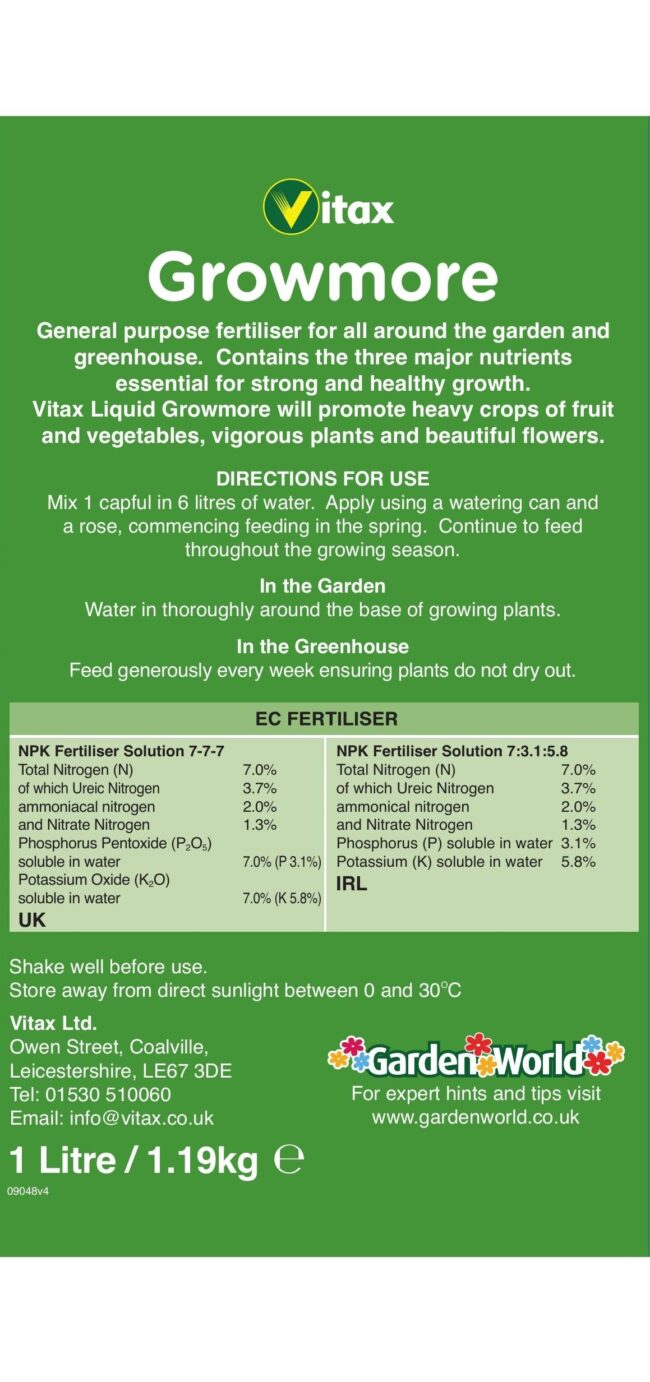 VITAX LIQUID GROWMORE 1LT - Image 2