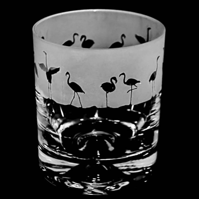 MILFORD WHISKY TUMBLER GLASS FLAMINGO
