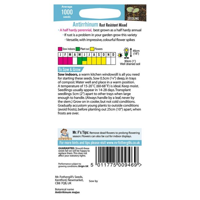 MR FOTHERGILL'S - ANTIRRHINUM RUST RESISTANT SEEDS - Image 2