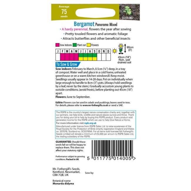 MR FOTHERGILL'S - BERGAMOT PANORAMA MIXED SEEDS - Image 2