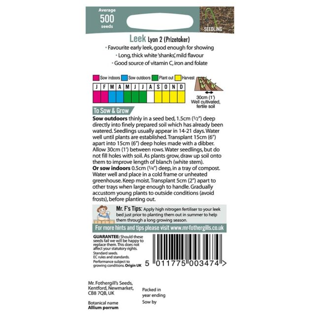 MR FOTHERGILL'S - LEEK LYON (PRIZETAKER) SEEDS - Image 2