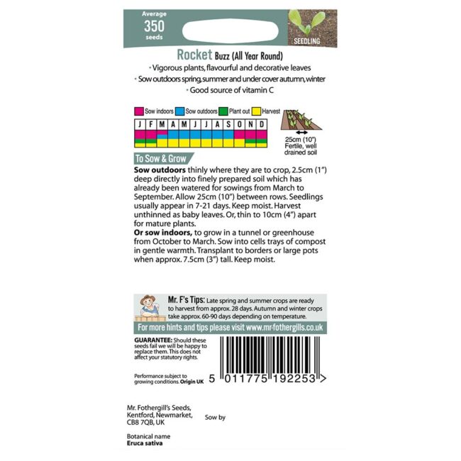MR FOTHERGILL'S - ROCKET BUZZ ALL YEAR ROUND SEEDS - Image 2