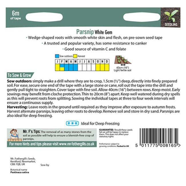 MR FOTHERGILL'S - TAPE PARSNIP WHITE GEM SEEDS - Image 2