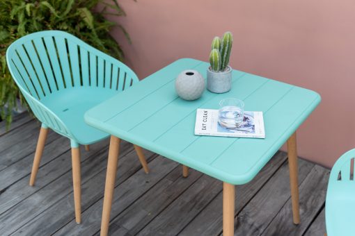 LIFESTYLE GARDEN DURAOCEAN 70CM SQ BISTRO SET MINT GREEN - Image 2