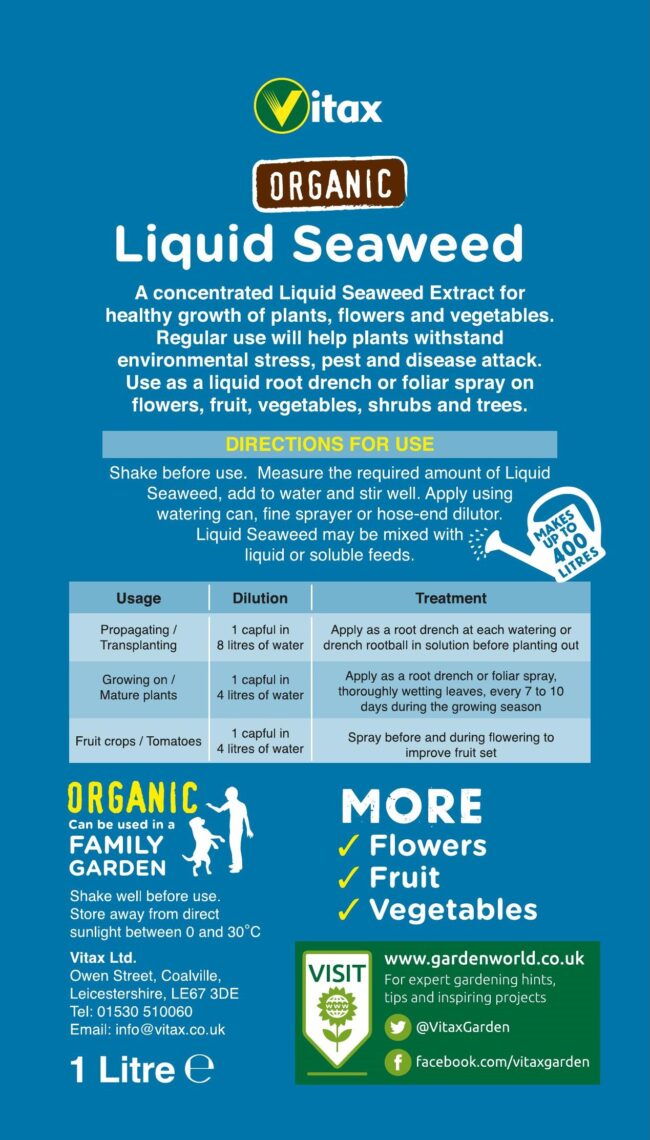 VITAX ORGANIC LIQUID SEAWEED 1LTR - Image 2