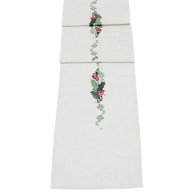 PEGGY WILKINS WINTER WREATH TABLE RUNNER