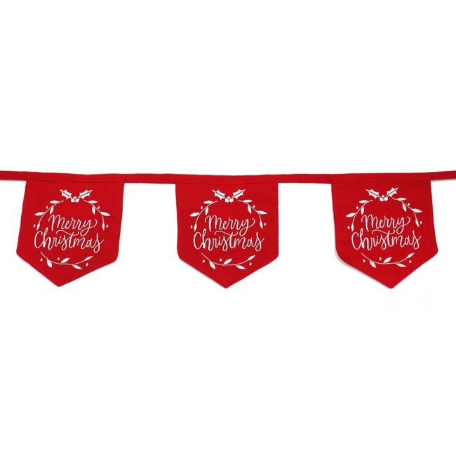 PEGGY WILKINS WISHES MERRY CHRISTMAS BUNTING RED