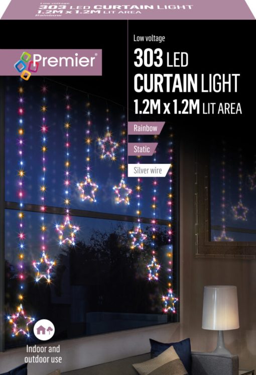 PREMIER DECORATIONS LED CURTAIN MULTI COLOURED STARS