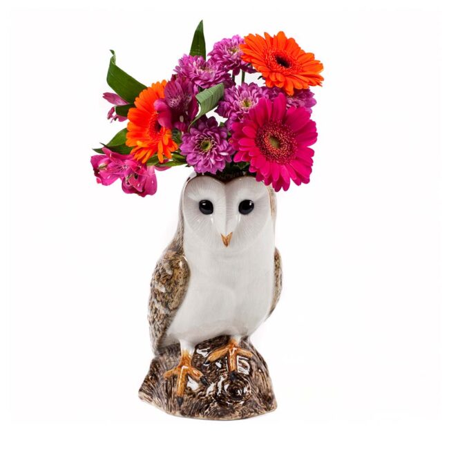 QUAIL CERAMICS FLOWER VASE BARN OWL LARGE