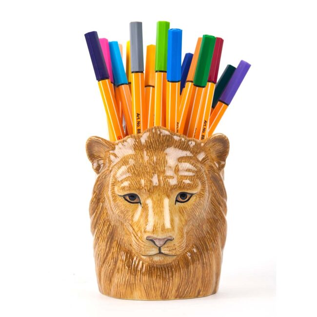 QUAIL CERAMICS PENCIL POT LION - Image 2