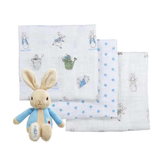 RAINBOW DESIGNS PETER RABBIT SOFT TOY & MUSLIN SET - Image 2