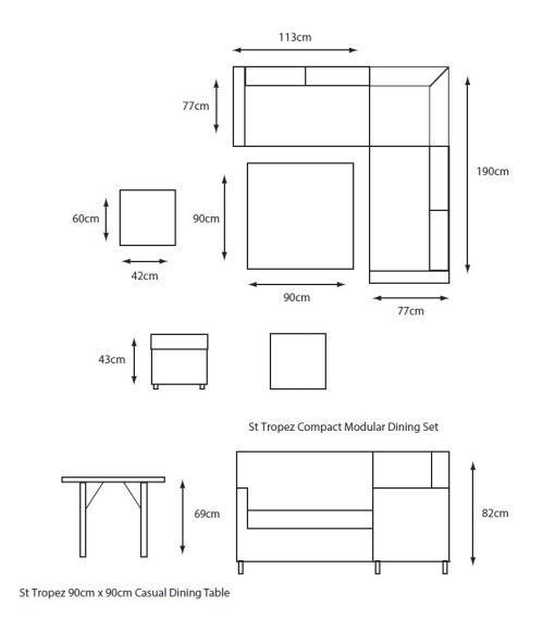 LEISURE GROW ST TROPEZ COMPACT MODULAR DINING SET - Image 6