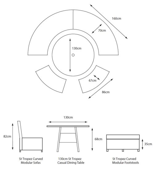 LEISURE GROW ST TROPEZ CURVED MODULAR DINING SET - Image 7