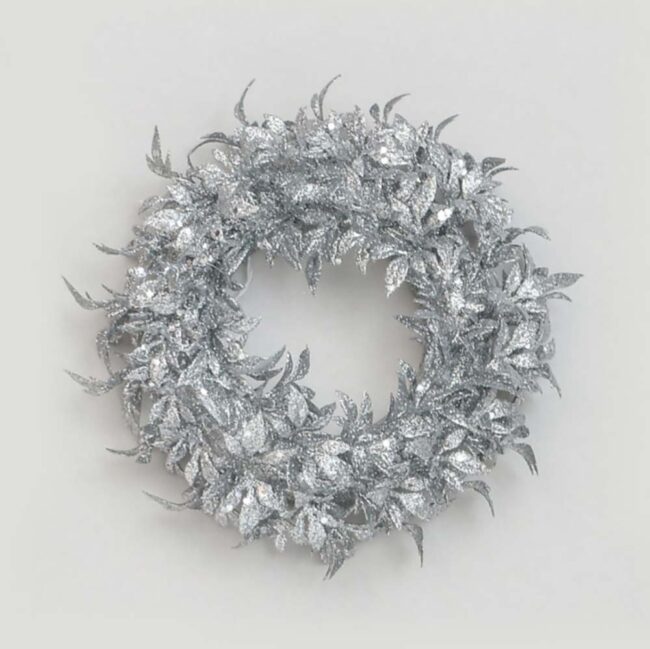 SWIFT CANDLE RING GLITTER LEAF SILVER