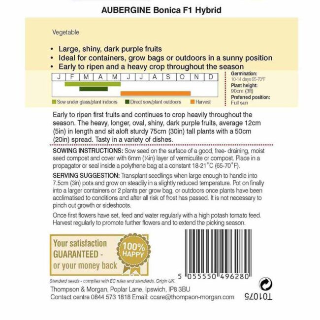 THOMPSON & MORGAN - AUBERGINE BONICA SEEDS - Image 2
