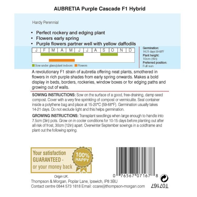 THOMPSON & MORGAN - AUBRIETA PURPLE CASCADE SEEDS - Image 2