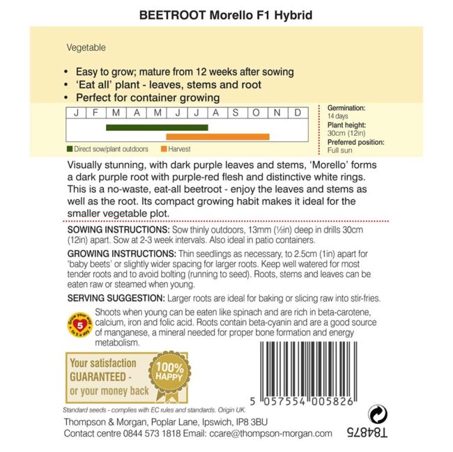 THOMPSON & MORGAN - BEETROOT MORELLO SEEDS - Image 2