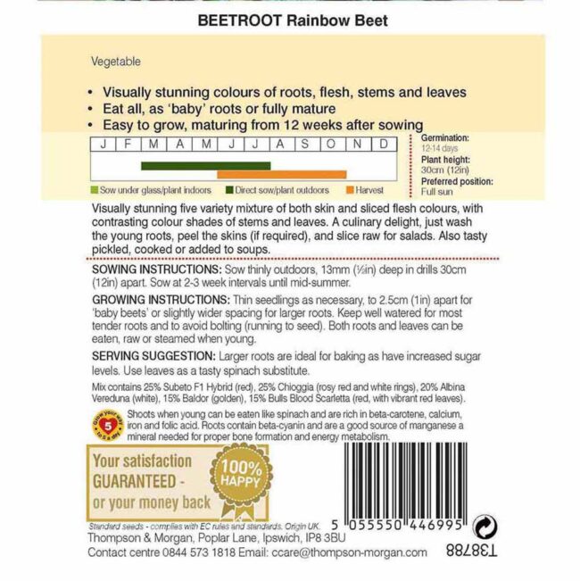 THOMPSON & MORGAN - BEETROOT RAINBOW BEET SEEDS - Image 2
