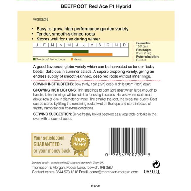 THOMPSON & MORGAN - BEETROOT RED ACE F1 HYBRID SEEDS - Image 2
