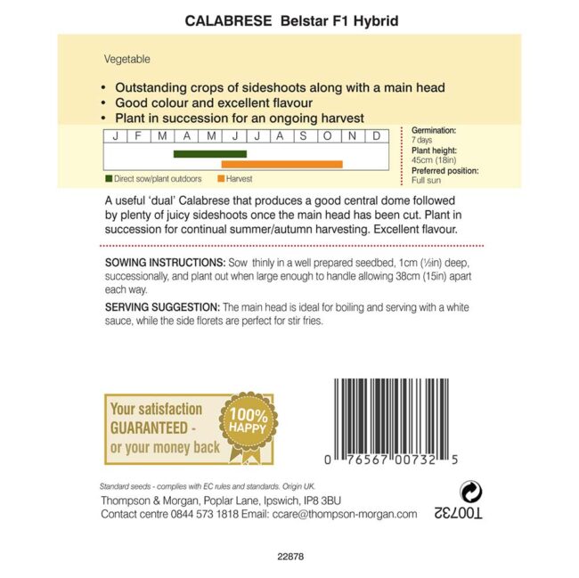 THOMPSON & MORGAN - CALABRESE BELSTAR F1 HYBRID SEEDS - Image 2