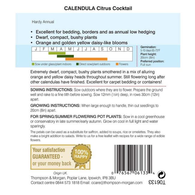 THOMPSON & MORGAN - CALENDULA CITRUS COCKTAIL SEEDS - Image 2
