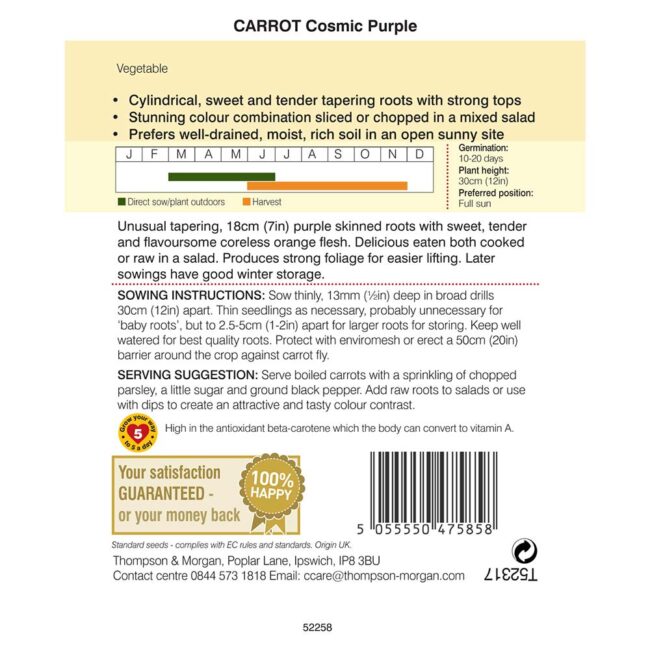 THOMPSON & MORGAN - CARROT COSMIC PURPLE - Image 2