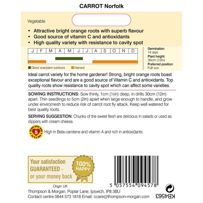 THOMPSON & MORGAN - CARROT NORFOLK SEEDS - Image 2