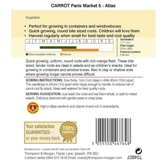THOMPSON & MORGAN - CARROT PARIS MARKET - ATLAS SEEDS - Image 2