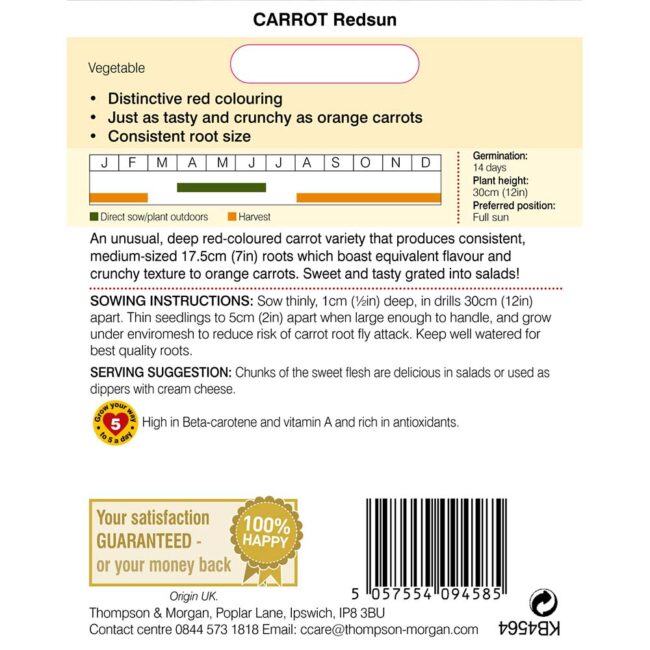 THOMPSON & MORGAN - CARROT RED SUN SEEDS - Image 2