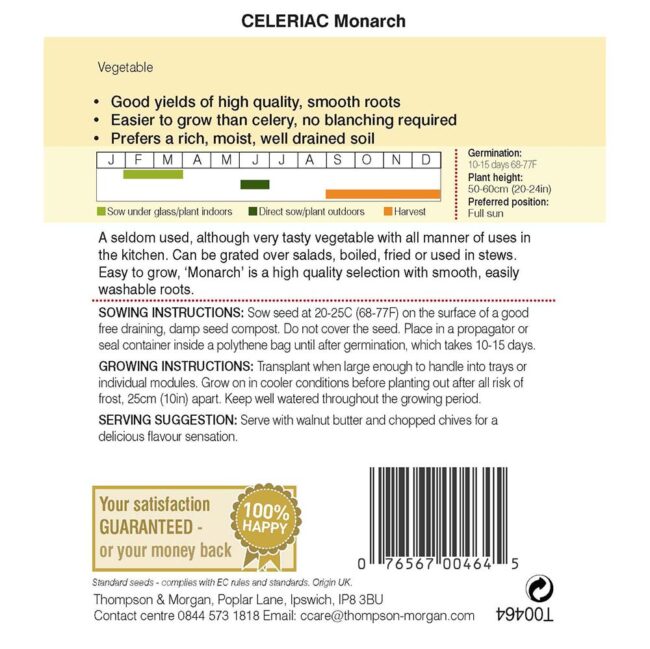 THOMPSON & MORGAN - CELERIAC MONARCH SEEDS - Image 2