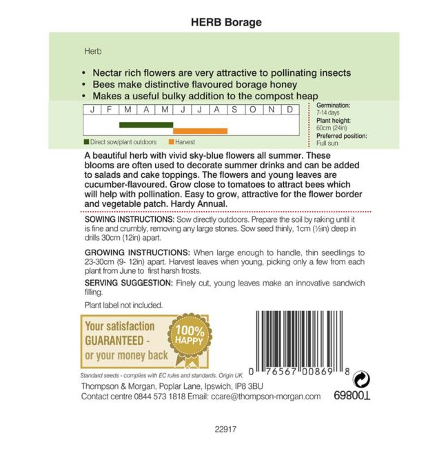 THOMPSON & MORGAN - BORAGE SEEDS - Image 2