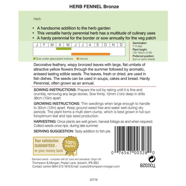 THOMPSON & MORGAN - HERB FENNEL BRONZE - Image 2