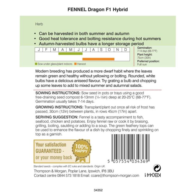 THOMPSON & MORGAN - FENNEL DRAGON F1 HYBRID SEEDS - Image 2