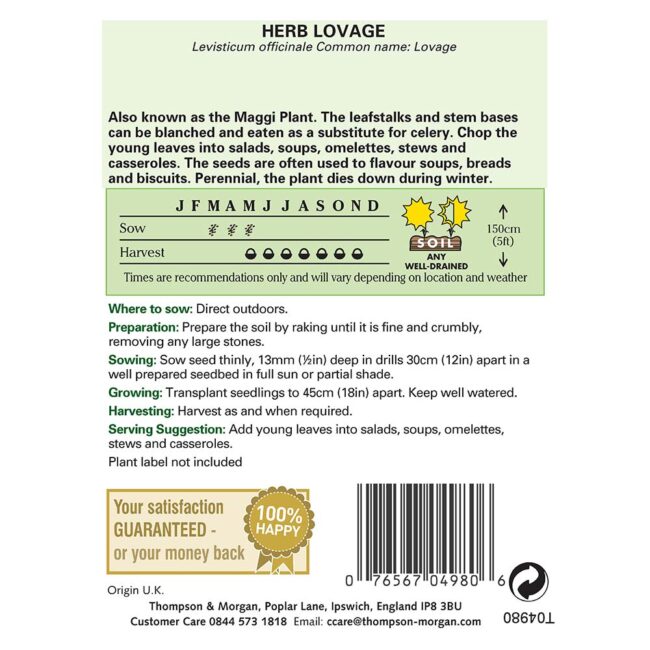 THOMPSON & MORGAN - LOVAGE SEEDS - Image 2
