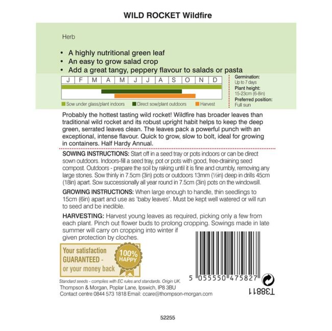 THOMPSON & MORGAN - WILD ROCKET WILDFIRE SEEDS - Image 2
