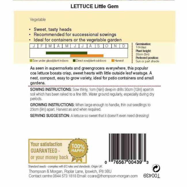 THOMPSON & MORGAN - LETTUCE LITTLE GEM SEEDS - Image 2