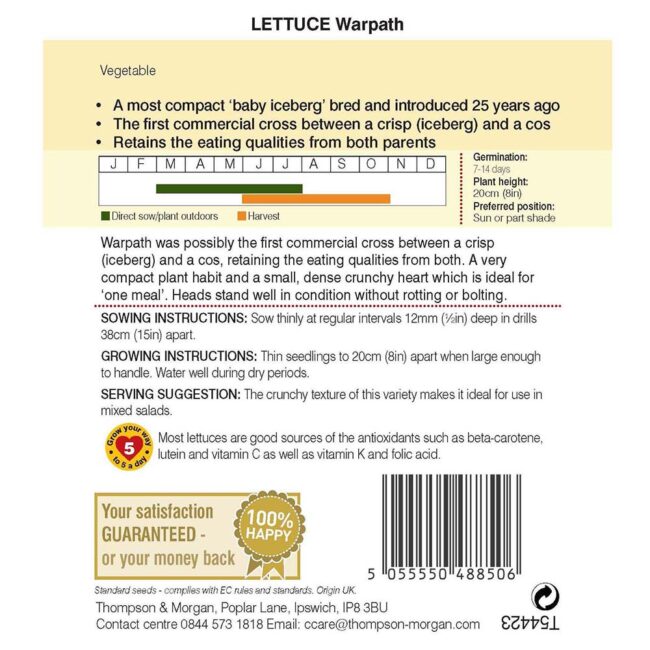 THOMPSON & MORGAN - LETTUCE WARPATH SEEDS - Image 2