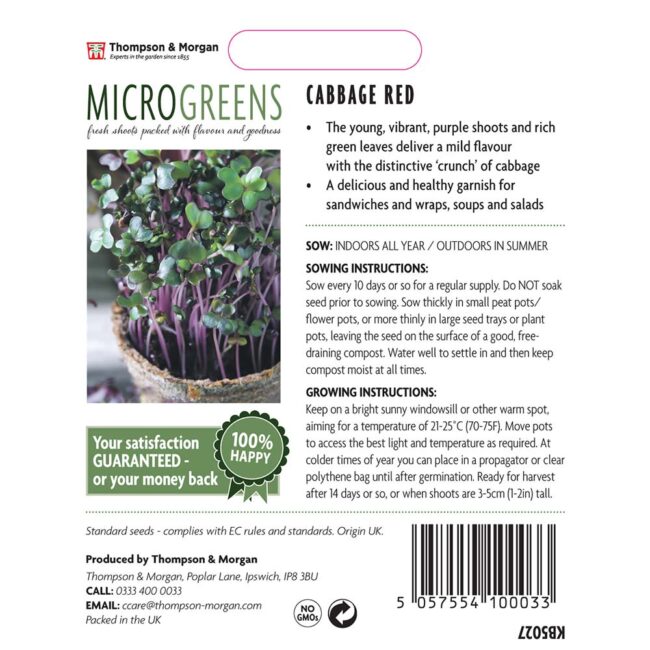 THOMPSON & MORGAN - MICROGREENS CABBAGE RED - Image 2