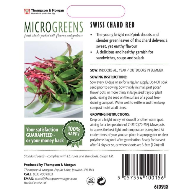 THOMPSON & MORGAN - MICROGREENS SWISS CHARD RED CHARD - Image 2