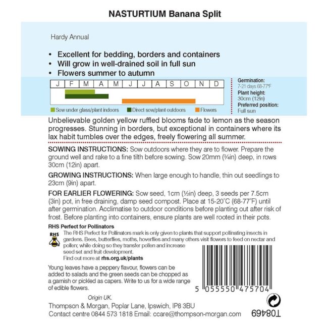 THOMPSON & MORGAN - NASTURTIUM BANANA SPLIT SEEDS - Image 2