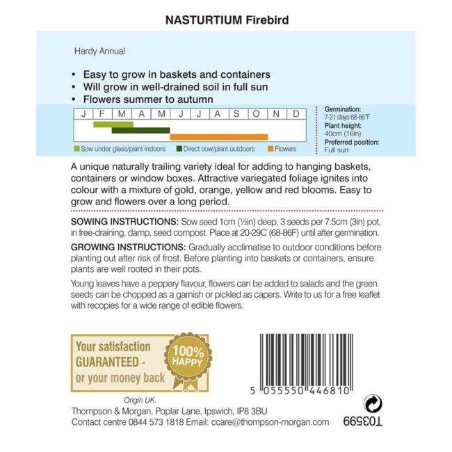 THOMPSON & MORGAN - NASTURTIUM FIREBIRD SEEDS - Image 2