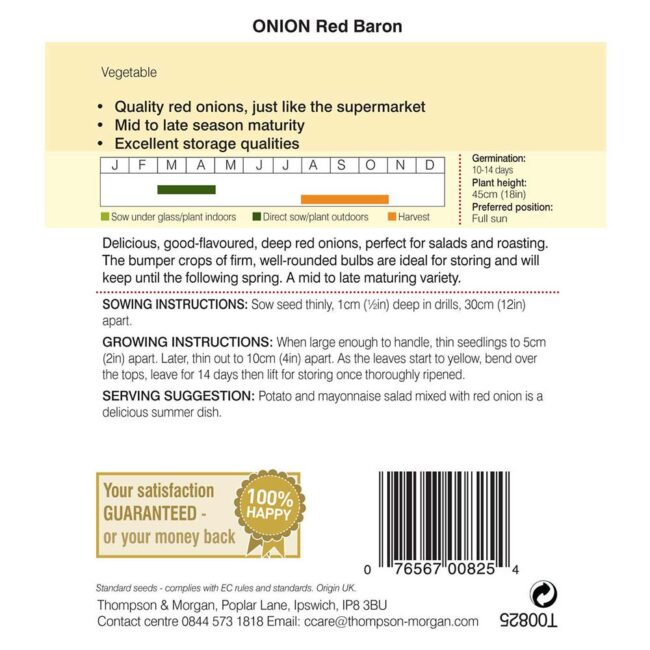 THOMPSON & MORGAN - ONION RED BARON SEEDS - Image 2