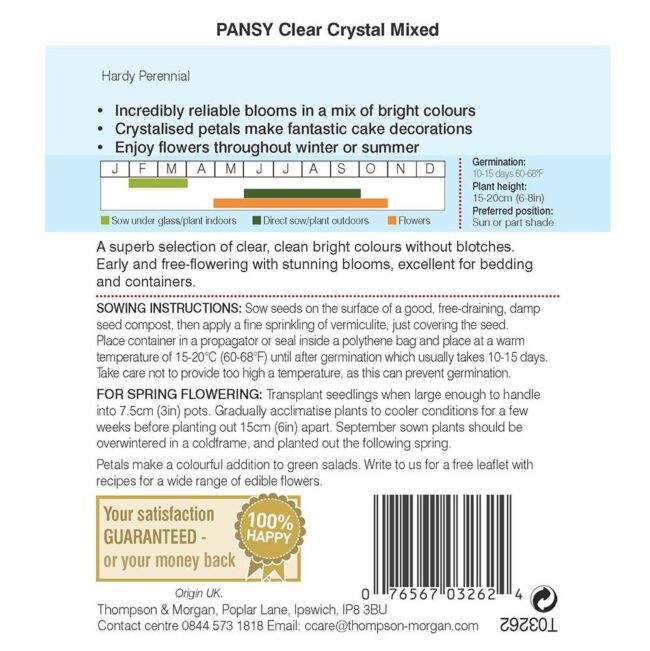 THOMPSON & MORGAN - PANSY CLEAR CRYSTAL MIXED SEEDS - Image 2
