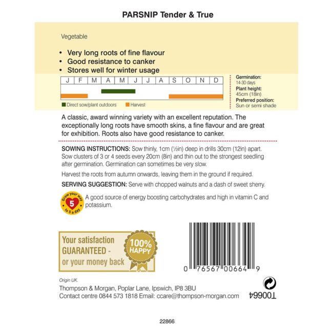 THOMPSON & MORGAN - PARSNIP TENDER & TRUE SEEDS - Image 2