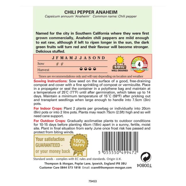 THOMPSON & MORGAN - PEPPER CHILLI ANAHEIM SEEDS - Image 2