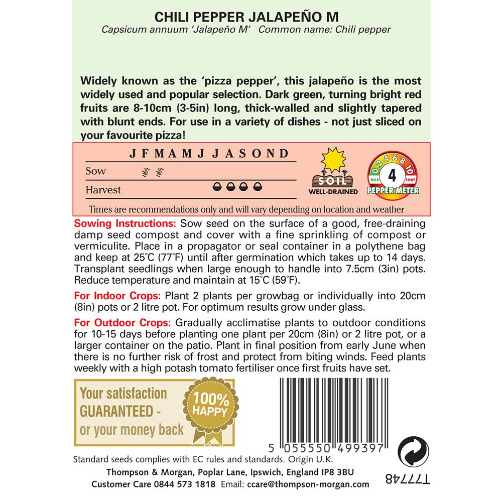 THOMPSON & MORGAN - PEPPER CHILLI JALAPENO M SEEDS - Image 2