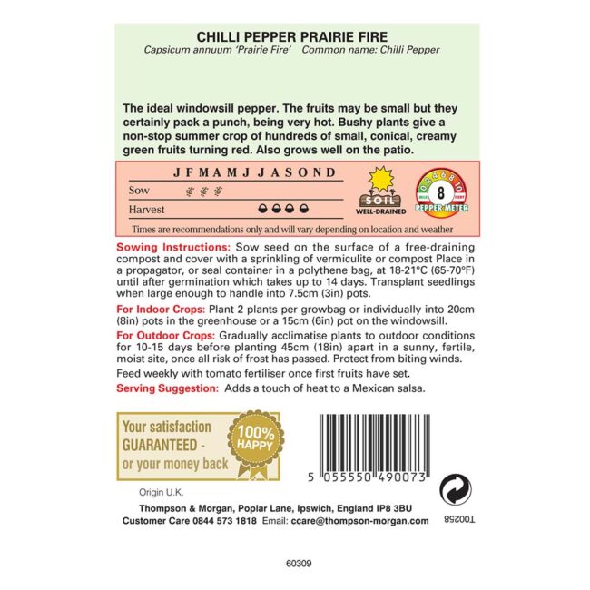 THOMPSON & MORGAN - PEPPER CHILLI PRAIRIE FIRE SEEDS - Image 2